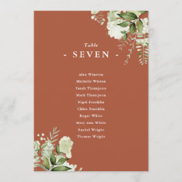 Convite Plano de Assentos de Terracota com Folhagem Número