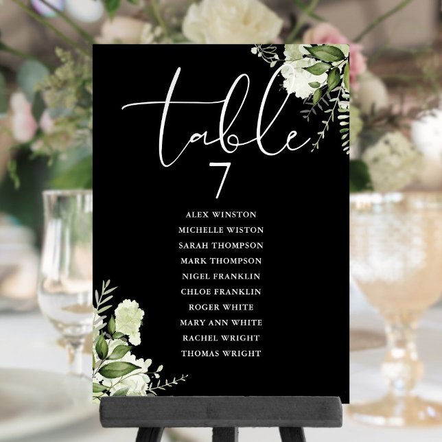Convite Plano de Assentos Floral Verde Número da Mesa (Greenery Floral Seating Plan Table Number)