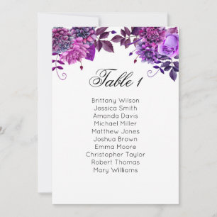 Convite Plano de assentos roxo. Plano de mesa de casamento