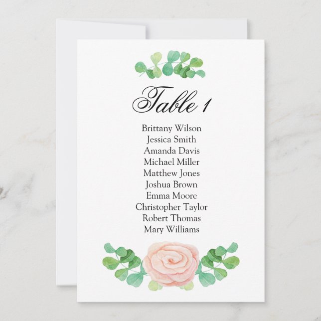 Convite Plano de assentos verde de verão. Plano de mesa de (Frente)