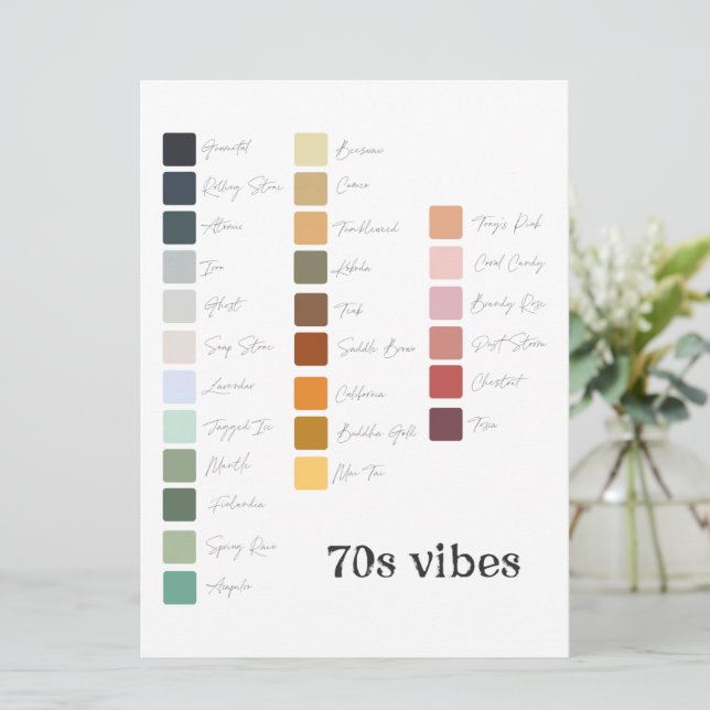 Convite Plano de Cores para Planejamento de Casamento Retr (Em pé/Frente)
