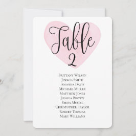 Convite Plano de mesa com coração rosa para casamento mode