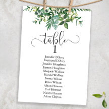 Plano de mesa do casamento Chic Greenery, fonte mo