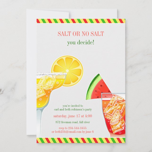 Convite plano para Bebendo de coquetel (Frente)