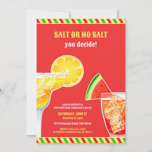 Convite plano para Bebendo de coquetel (Frente)