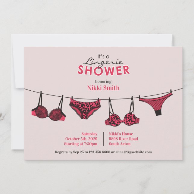 Convite Plano para Chá de Noiva de Lingerie (Frente)