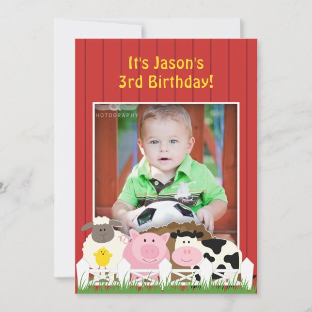 Convite plano para Fazenda de fotos de aniversário (Frente)