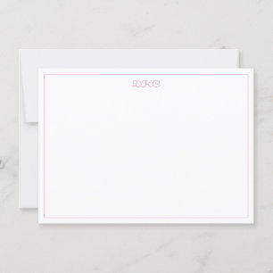 Convite Plano, Rosa e Branco, Monograma