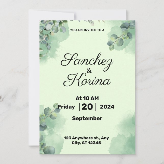 Convite Plano, Tamanho: 5" x 7", Papel: Matriz, En (Frente)