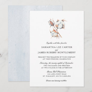 Convite Planta   da cápsula do algodão da aguarela que