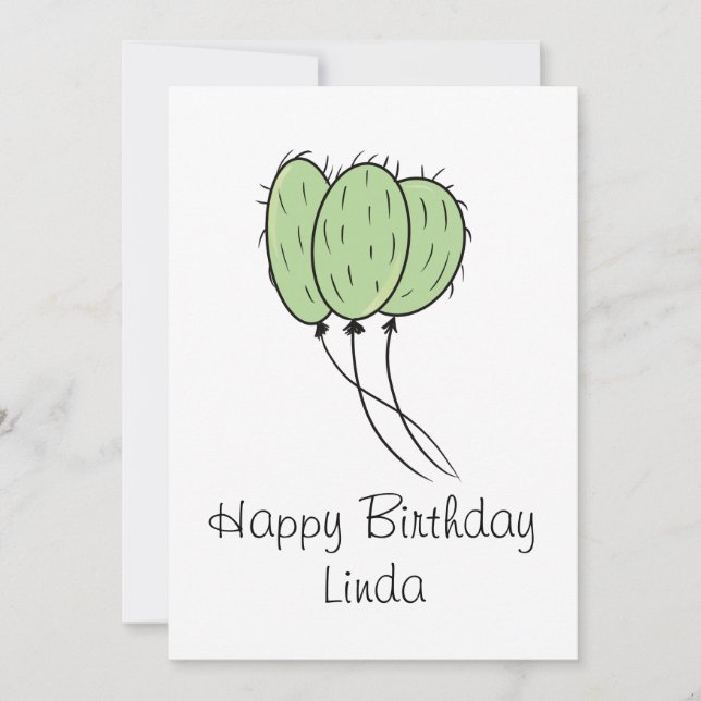 Convite Planta de Cacto Balão de Aniversário (Frente)