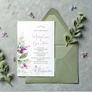Convite Planta de Lavanda roxa - Casamento de fundo roxo
