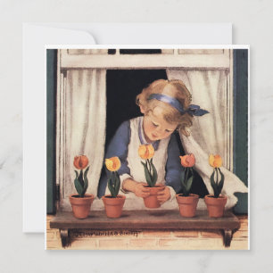Convite Plantando Tulipas por Jessie Willcox Smith