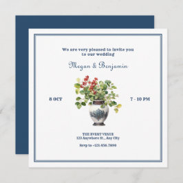 Convite Plantas com casamento antigo de vaso