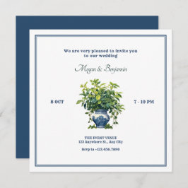 Convite Plantas com casamento artístico de vaso