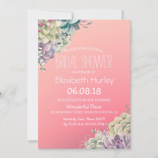 Convite Plantas Elegantes De Aquarela De chá de panela (Frente)