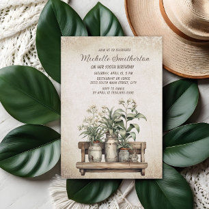Convite Plantas Rústicas de Fazenda Antiga Aniversário de