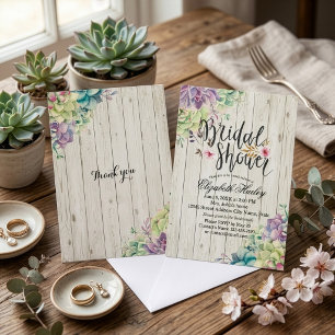 Convite Plantas Suculentas Elegantes de Chuva de Noiva Mad