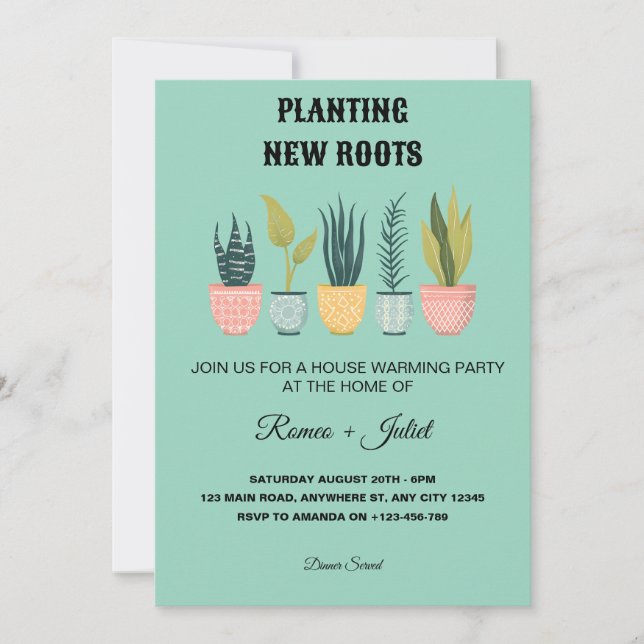 Convite Planting New Roots Homewarming Invitation (Frente)