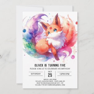 Convite Playcolor Watercolor Fox Birthday