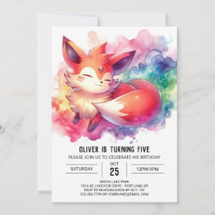 Convite Playcolor Watercolor Fox Birthday