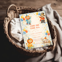 Convite Playful Circus Friends Baby Shower