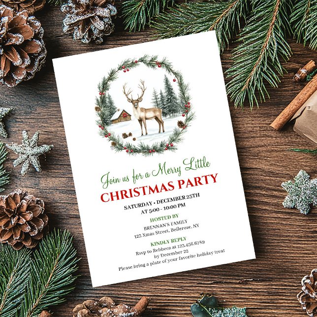 Convite Playful Cozy Christmas Scene Party Invitation Card (Playful Cozy Christmas Scene Party Invitation Card)