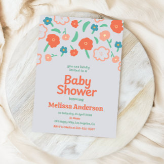 Convite Playful Floral Baby Shower Invitation 