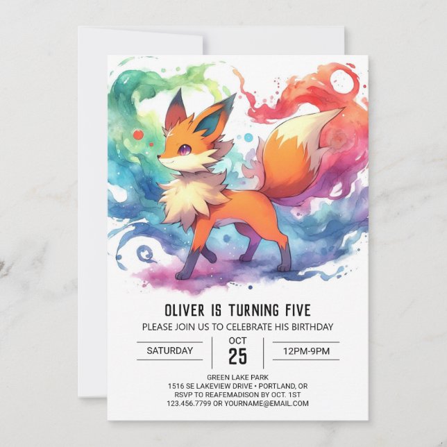 Convite Playful Fox Birthday (Frente)