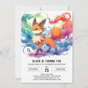 Convite Playful Fox Birthday