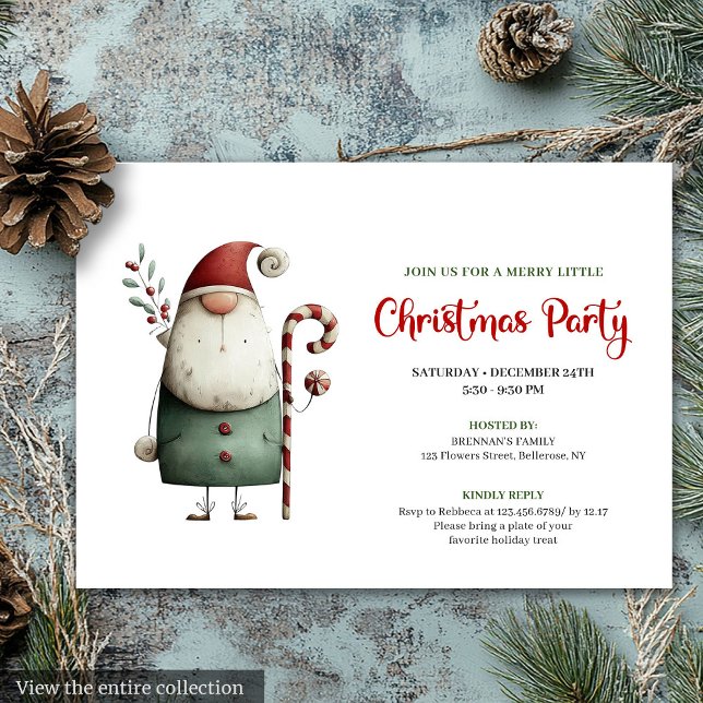 Convite Playful Funny Santa Watercolor Holiday Celebration (Playful Funny Santa Watercolor Holiday Celebration)