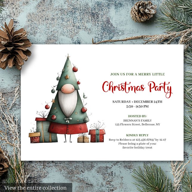 Convite Playful Funny Santa Watercolor Party Invite (Playful Funny Santa Watercolor Christmas Invitation)