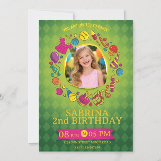Convite Playful Kids Birthday Invitation – Doodle Party (Frente)