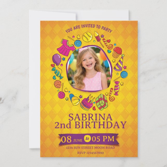 Convite Playful Kids Birthday Invitation – Doodle Party (Frente)