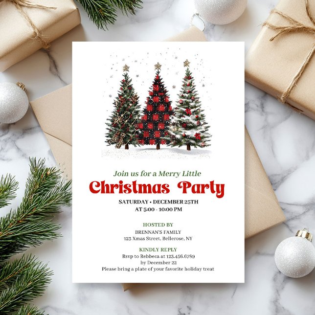 Convite Playful leopard Christmas tree editable invitation (Playful leopard Christmas tree editable invitation

)