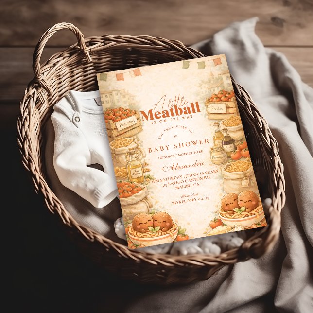 Convite Playful Little Meatball Baby Shower (Criador carregado)
