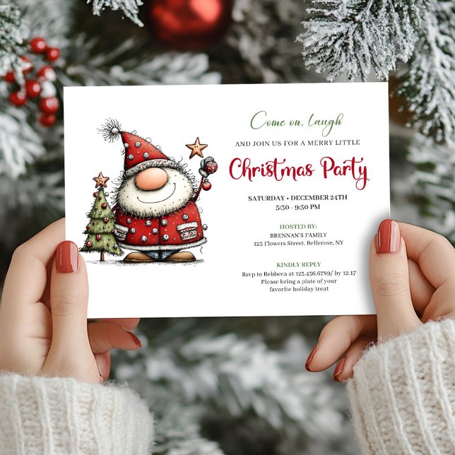 Convite Playful quirky Santa Christmas party invitation (Playful quirky Santa Christmas party invite

)