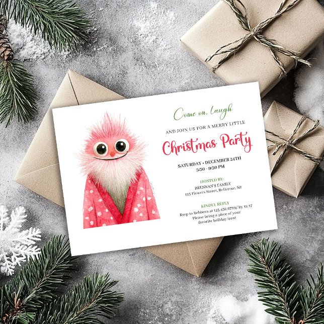 Convite Playful Quirky Santa Modern Holiday Party Card (Playful Quirky Santa Modern Holiday Party Card)