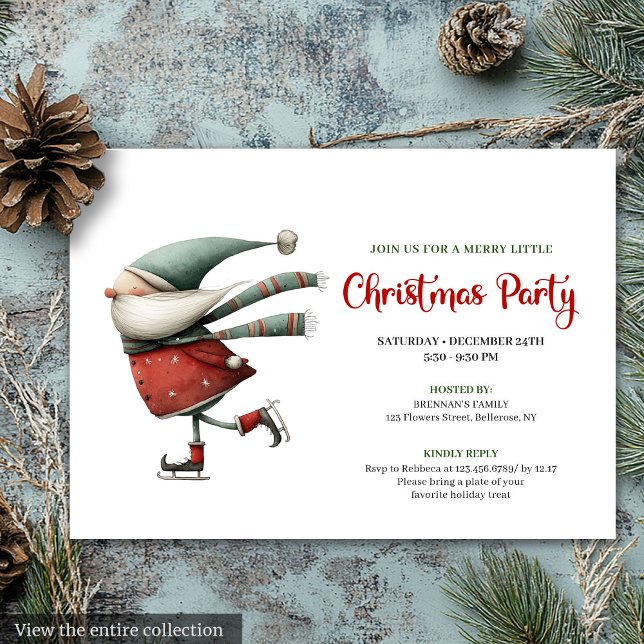 Convite Playful Quirky Santa Watercolor Holiday Invite (Playful Quirky Santa Watercolor Holiday Invite)