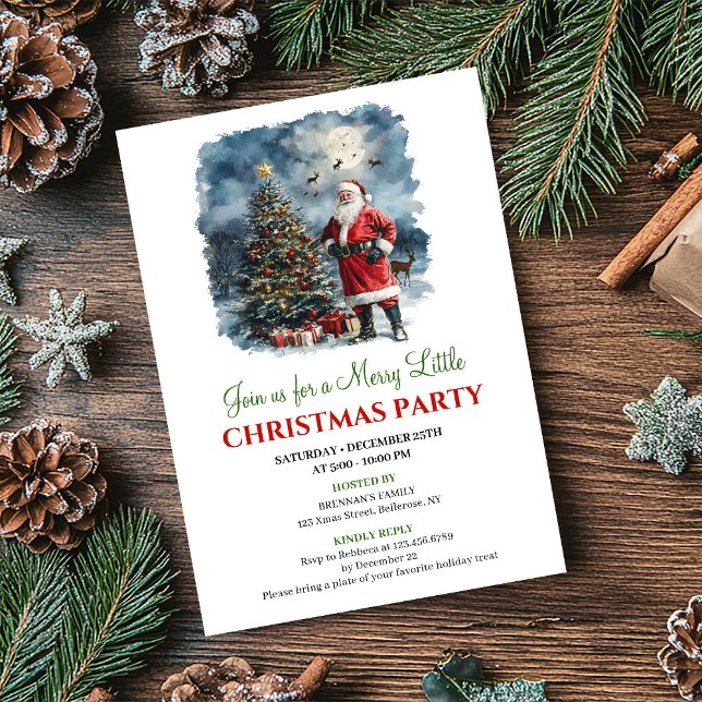 Convite Playful Watercolor Christmas Scene Holiday Invite (Playful Watercolor Christmas Scene Holiday Invite)