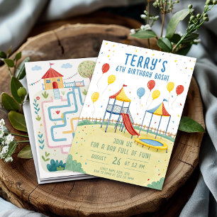 Convite Playground Birthday - Partido para Crianças Editáv