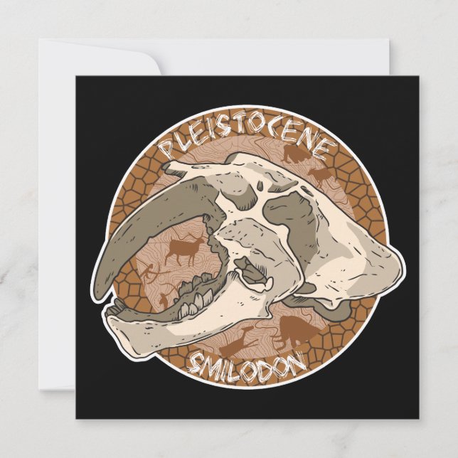 Convite Pleistoceno Paleoart Smilodon Skull (Frente)