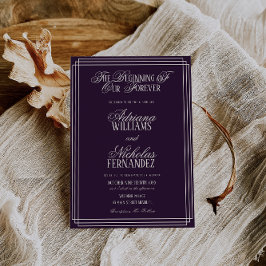 Convite Plum Beginning Of Our Forever Timeless Wedding