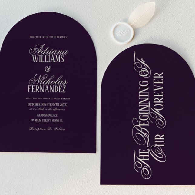 Convite Plum Beginning Of Our Forever Wedding (Criador carregado)