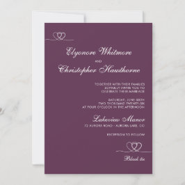 Convite Plum Bold Elegant Chic Calligraphy Wedding