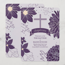 Convite Plum Botanicals para Raparigas com Batismo Cruzado