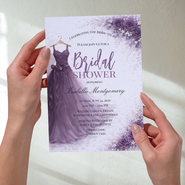 Convite Plum Bridesmaid Dress Bridal Shower (Plum Bridesmaid Dress Bridal Shower Invitations
)