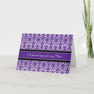 Convite Plum Damask Sister Bridesmaid Invay Card