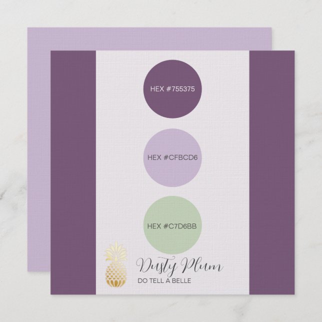 Convite Plum Dusty Muted Color Palette Card (Frente/Verso)