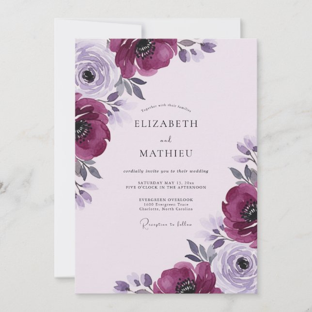 Convite Plum Ethereal Autumn Wedding (Frente)